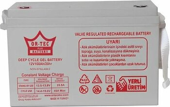 Or-Tec 12V,100AH Jel Akü