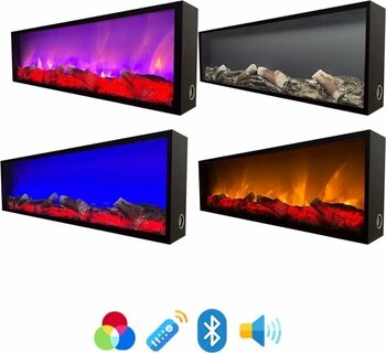 Esha Home Dekoratif Elektrikli Şömine Farklı Renk Modları,çıtırtı, Kumandalı, Bluetooth 170x35 Cm