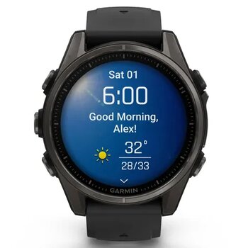 Garmin Fenix 8 Amoled Sapphire Karbon Gri DLC 43 mm Titanyum Siyah Gri Akıllı Saat
