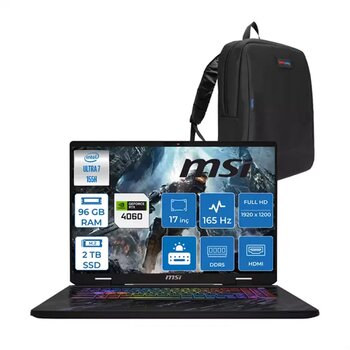 Msı Pulse 17 Aı Intel Core Ultra 7 155H 96GB Ddr5 2tb SSD 8GB/RTX4060/140W 17" IPS Wuxga 165Hz WIN11HOME Taşınabilir Bilgisayar C1083XTRH29 + Zettaçanta