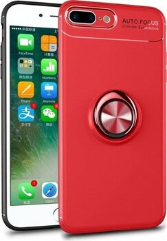 iPhone 7 Plus Kılıf Range Yüzüklü Silikon - KIRMIZI-(5796) - Kaliteli - Çok Renkli