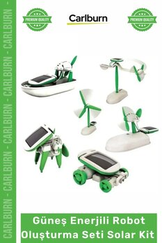 Carlburn Özel Üretim Eğitici STEM Robotik Hobi Solar Güneş Enerjili Robot Oluşturma Seti Solar Kit 6 in 1