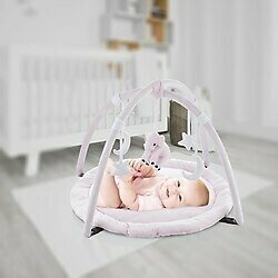 Magicway Fil Desenli Pembe Oyuncaklı Yumuşak Pamuklı Oyun Halısı Yenidoğan Bebek Aktivite Oyun Matı Babyjeem 65 x 65 cm