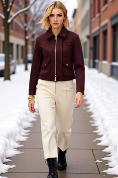 BENERLY Kadın Fitted Kalıp Ceket Yaka Standart Kol Düz Desen Süet Dokuma İnce Ceket Mont Dayanıklı M Beden