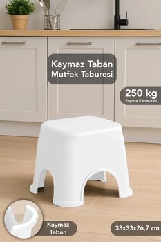 Meleni Home Kaymaz Banyo Taburesi - Kaydırmaz Tabanlı Çok Amaçlı Tabure 250 Kg Taşıma Kapasiteli Beyaz