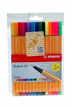 Stabilo Point 88 15 farklı renk (5 neon) Su bazlı mürekkep 0,4 mm Keçe Uçlu Kalemler