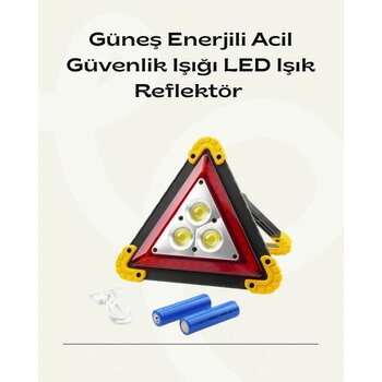 FRY Solar Şarjlı Üçgen LED Park ve Ikaz Lambası - Renkli