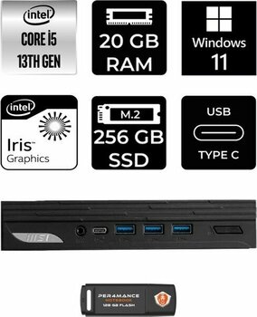 Msı Pro DP10 Intel Core I5 1340P 20GB 256GB SSD W11H Mini Pc & Per4 USB Bellek 13M002EUP316