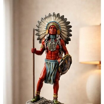 Kızılderili Savaşçı Şef Biblo Büyük Boy 30 cm Polyester Biblo