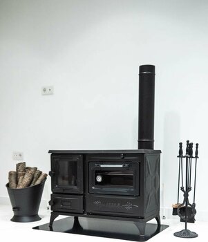 ÇANCI Büyük Camlı Döküm Kuzine Soba 2025 Kışına Özel Model (Odun Ve Kömüre Uygun)