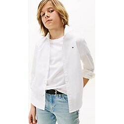 Erkek Çocuk Solid Stretch Poplin Gömlek Beyaz 10 Yaş
