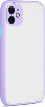 Caseart Apple iPhone 11 Kılıf Kılıf Kamera Korumalı Silikon Kenarlı Renkli Düğmeli Arkası Mat Arka Kapak - Lila