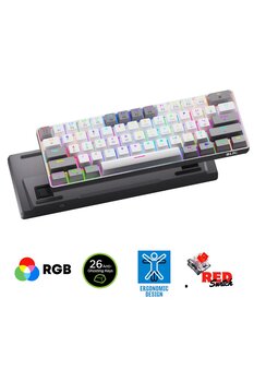 Sarftech T60W+WB Tam Mekanik RGB Antighosting Red Switch Gaming Oyuncu Klavyesi T60 Gaming Klavye