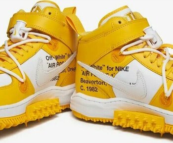 Nike Air Force 1 Mid Off-White AF1 SP Unisex Leather Sneaker Hakiki Deri Unisex Günlük Spor Ayakkabı Sarı Beyaz - 41