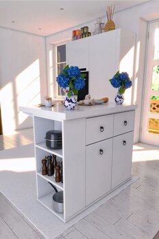 RAFİNERİ Şahin Ada Çok Amaçlı Mutfak Adası 2 Kapaklı Raflı Çekmeceli