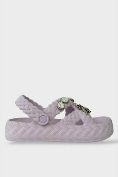 Liger Kadın Hafif Kaymaz Taban Taşlı Havuz Plaj Deniz Terliği Sandalet Lila - 39