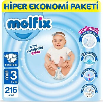Molfix 3 Numara Midi 108'li 2 Adet Bebek Bezi