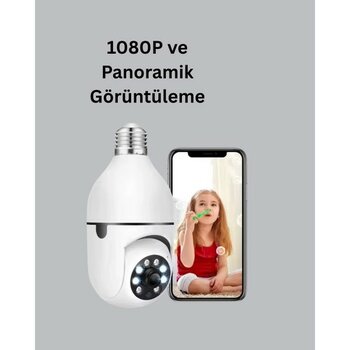 Flamex 1080P Gece Görüşlü Ampul Güvenlik Kamerası – Kablolu ve Kablosuz Seçenekli - Renkli