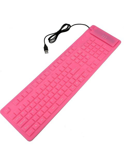 Buyfun 108 Tuş USB Pembe Esnek Katlanabilir Klavye