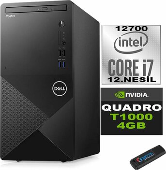 Dell Vostro 3910 Mt Intel Core I7 12700 12gb 1tb Ssd Windows 11 Pro Quadro T1000-4gb Masaüstü Bilgisayar N3910t1000p03 + Zetta Usb Bellek