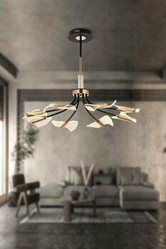 Eray Aydınlatma 86417-8 Sarı LED Avize(Beyaz Işık -Sarı Işık - Gün Işığı) - Siyah - Gold - 8