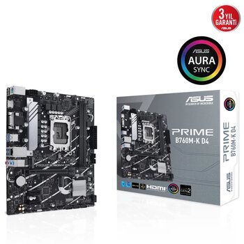 Asus Prıme B760m-K D4 Ddr4 5333Mhz(Oc) Rgb M.2 Matx 1700P