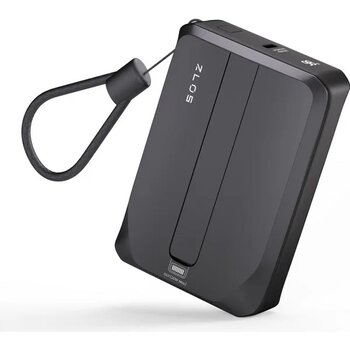 Zlos TINY10C 22.5W 10000 mAh Usb-C ve Lightning Dahili Kablolu Hızlı Şarj Destekli Taşınabilir Mini Powerbank TY10C - Antrasit