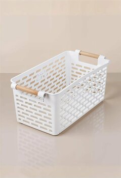 Milenay Çok Amaçlı Şık Organizer Plastik Sepet, Buzdolabı ve Banyo Organizer, 5lt, 27x15x12cm, Beyaz