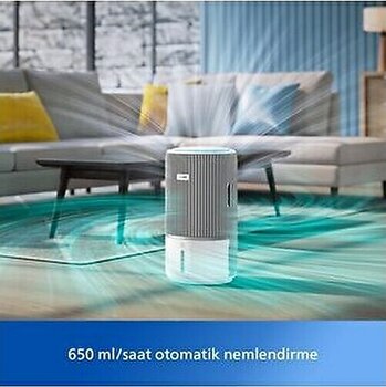 Philips 2'si 1 Arada Hava Temizleyici ve NEMLENDIRICI,300M3/S, Uzaktan Kontrol - Beyaz