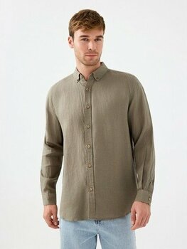 Regular Fit Erkek Gömlek U.kol - S - Açık Haki