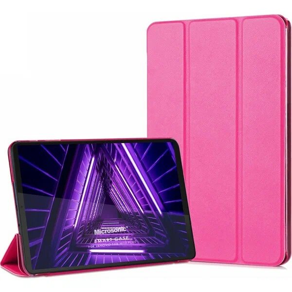Microsonic Slim Translucent Back Smart Cover Pembe Lenovo Tab M10 Plus TB-X606F Uyumlu Deri Kılıf
