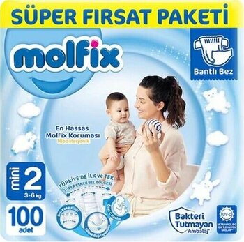 Molfix Bebek Bezi 2 Numara Mini Süper Fırsat Paketi 100 Adet