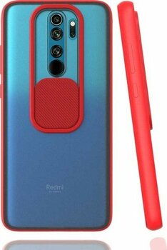 noktaks - Xiaomi Redmi Note 8 Pro - Kılıf Slayt Sürgülü Arkası Buzlu Lensi Kapak - Kırmızı