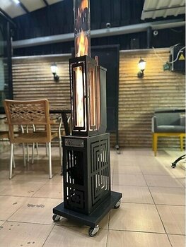 Defne Tasarım Pelet Soba Roket Pelet Sobası Kasalı Muhafazalı Tekerlekli Pelet Soba