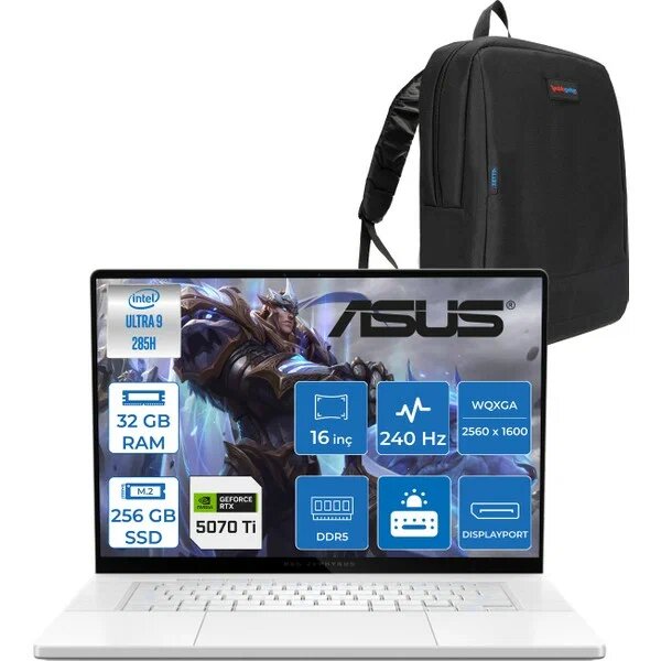 Asus Rog Zephyrus G16 GU605CR Intel Core Ultra 9 285H 32GB 256GB SSD NVIDIA GeForce RTX 5070 Ti 16" Dizüstü Bilgisayar
