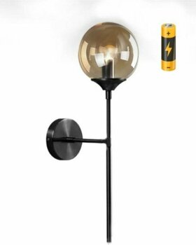 Modern Tasarım Pilli Aplik 1 Adet Tak Çalıştır Duvar Füme Camlı Aplik Siyah