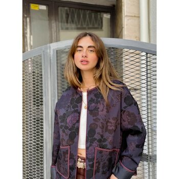 Retrobird Tasarım Mevsimlik Ince Ceket Kadın Mürdüm - L - XL