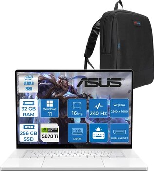 Asus Rog Zephyrus G16 Gu605cr Intel Core Ultra 9 285H Aı 32Gb 256Gb Ssd Rtx5070tı-12Gb 120W Wın11pro 16" Oled 2.5K 240Hz 0.2Ms 550 Nits Wqxga (2560 X 1600) Taşınabilir Bilgisayar Wqr204111+Zettaçanta