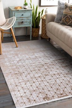 Frenda Parlak Saten Dokulu Bambu Tuşe Modern Trend Halı Pm06 Bej