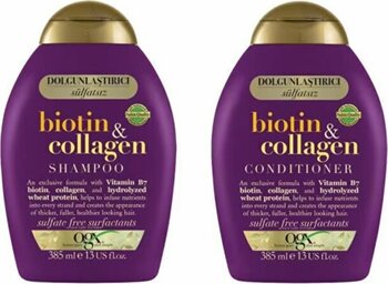 Ogx Dolgunlaştırıcı Biotin & Kolajen Şampuan 385 Ml + Dolgunlaştırıcı Biotin & Kolajen Bakım Kremi 385 Ml