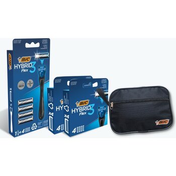 Bic Flex 3 Hybrid 3 Bıçaklı Erkek Tıraş Bıçağı, 1 Sap + 12 Yedek Başlık, 12 Aylık Paket