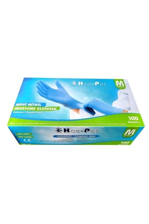 Haspet Nitril Mavi Medium Eldiven