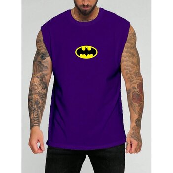 Batman Baskılı Kolsuz Tişört Mor M