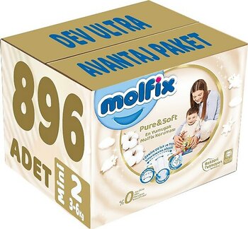 Molfix Pure&Soft 2 Numara Mini 112'li 8 Adet Bebek Bezi