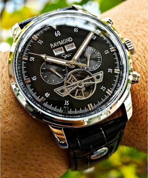 Raymond Star Gümüş Siyah Kadran Erkek Kol Saati Gümüş