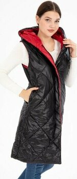 G-Fox Kadın Uzun Sabit Kapşonlu Dolgulu Çift Taraflı Kapitone Elyaflı Yelek 8649 - Kırmızı - M