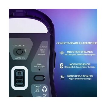 Attack Shark X3 Superlight Kablosuz Gaming Mouse – 49G Ultra Hafif Fare, 26000 Dpı Pixart PAW3395 Sensör, Bt/2.4g/kablolu Üçlü Mod, 200 Saat Pil Öm...