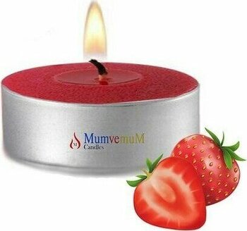 10 Lu Çilek Kokulu Kırmızı Tealight Mum - 10 Adet