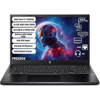 Acer Nitro V 15 ANV15-51 Intel I7-13620H 16 GB 512 GB SSD RTX 4050-6 GB 15.6" 144 Hz Freedos NH.QNBEY.002