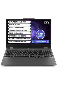 Loq Intel Core I5-12450Hx 16Gb 512Gb S Rtx™ 3050 6Gb Tgp 95W 15,6" Gaming Laptop 83Gs008gtr
